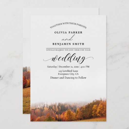 herfst bos herfst bruiloft kaart (Voorkant / Achterkant)