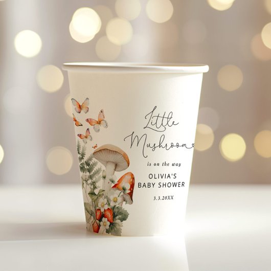 Herfst bos kleine paddenstoel baby shower papieren bekers