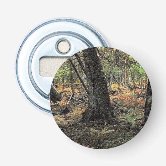 Herfst bos scène button flesopener (Voorkant)