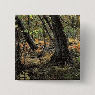Herfst bos scène vierkante button 5,1 cm