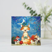 Herfst bos vrienden Vos Bos Illustratie (Staand voorkant)