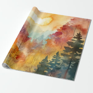 Herfst bos waterverf gloed cadeaupapier