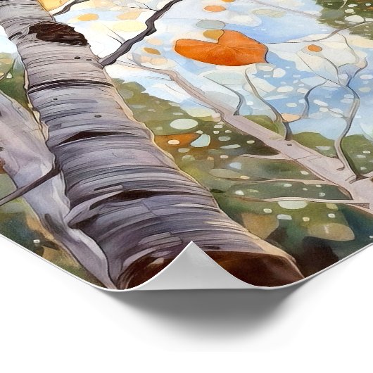 Herfst Bos Waterverf Schilderen Art Print (Hoek)