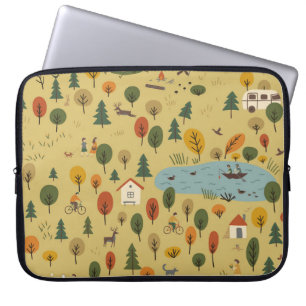 Herfst Bosdieren  behang Laptop Sleeve