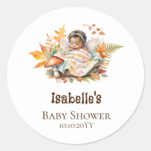 Herfst Bosfee Baby Shower Ronde Sticker