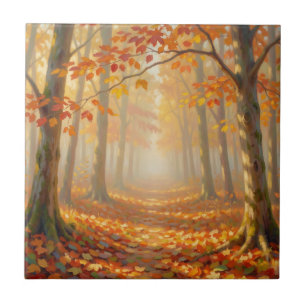 Herfst bospad Schilderachtige Landschapskunst Tegeltje