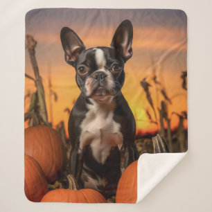 Herfst Boston Terrier Sherpa Deken