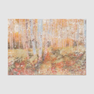 Herfst bosvaren bos berken vervaagde bomen tissuepapier