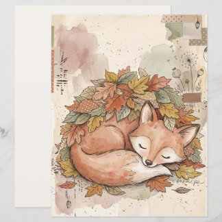 Herfst Bosvos Vos & Pompoenen Kunst Scrapbook