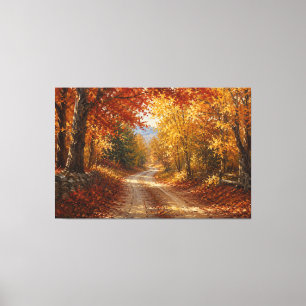Herfst bosweg olieverfschilderij canvas afdruk
