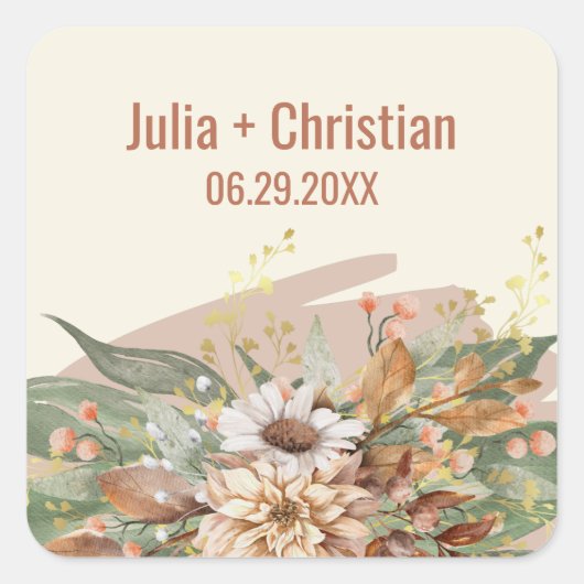 Herfst Botanical Wedding Sticker (Rust) (Voorkant)