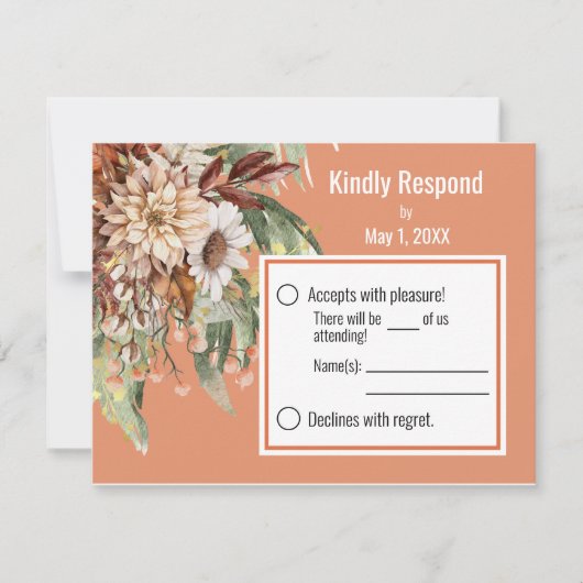 Herfst Botanicals (Rust) Bruiloft RSVP Kaart (Voorkant)