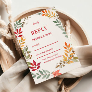 Herfst Botanische Bladeren Reactie RSVP Kaartje