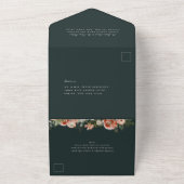 Herfst Botanische Bloemen Smaragd Groene Bruiloft All In One Uitnodiging (Buitenkant)