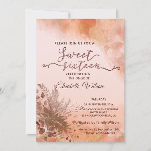 Herfst botanische blozen cantaloupe waterverf kaart (Voorkant)