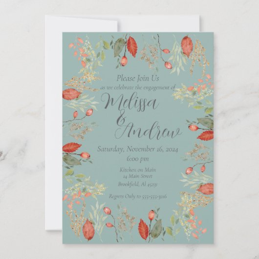 Herfst Botanische bruiloft Kaart (Voorkant)