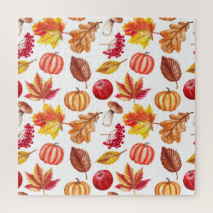 Herfst Botanische naadloos: bloemenelegantie. Legpuzzel