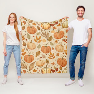 Herfst Botanische Pompoen Wingerd Patroon Fleece Deken