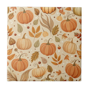 Herfst Botanische Pompoen Wingerd Patroon Tegeltje