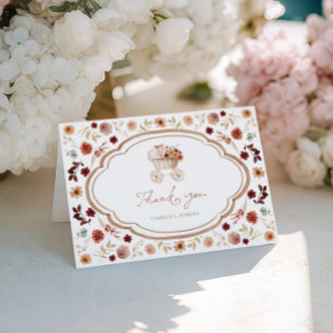 Herfst Bourgogne Bloementuin Baby shower Dank u Bedankkaart