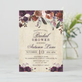 Herfst Bourgogne Donker Bloemen Bruidsdouche Uitno Kaart (Staand voorkant)
