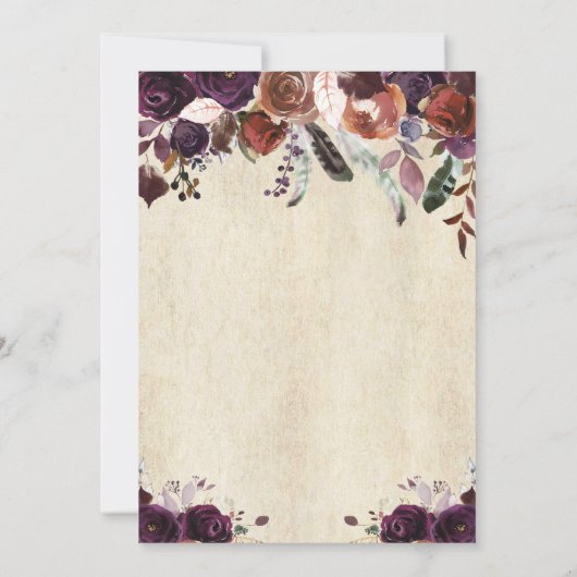 Herfst Bourgogne Donker Bloemen Bruidsdouche Uitno Kaart (Achterkant)