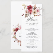 Herfst Bourgogne Maroon Roze Rustieke Bloemen Huwe Menu (Voorkant / Achterkant)