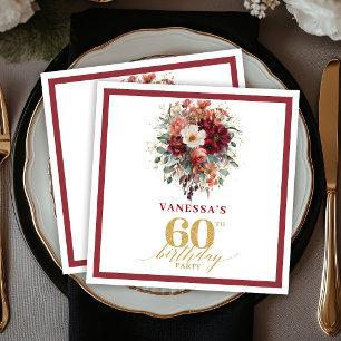 Herfst Bourgondië Goud Eucalyptus 60ste Verjaardag Servet