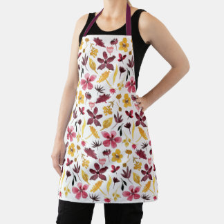 Herfst Bourgondië Goud Wildbloemen Patroon Schort