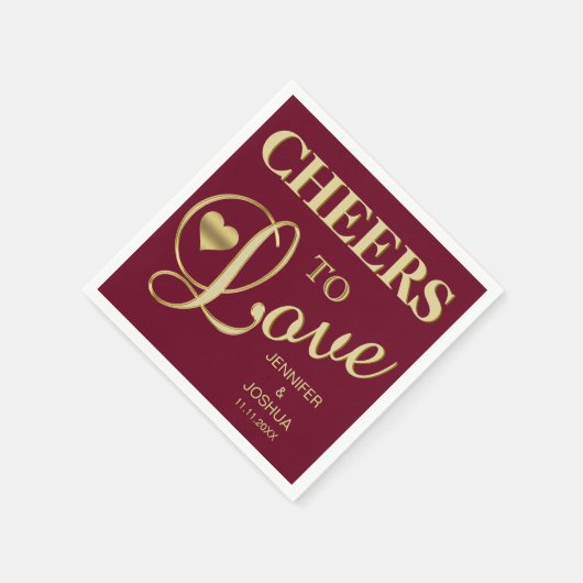 Herfst Bourgondië JUICHT OM VAN Gold Heart Wedding Servetten (Hoek)
