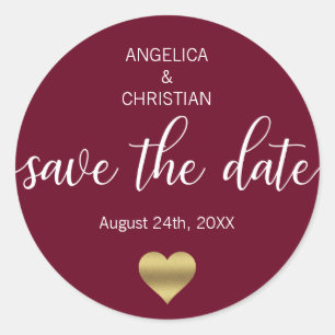 Herfst Bourgondië Marsala Gold SAVE THE DATE Bruil Ronde Sticker