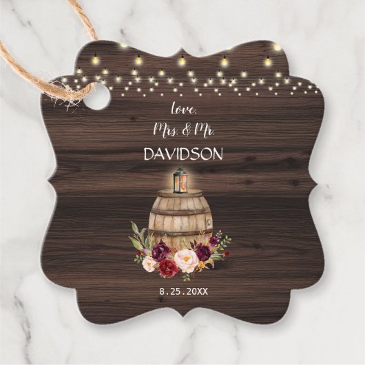 Herfst Bourgondië Wijnvat Bloemenschuur Bruiloft Bedankjes Labels (Voorkant)