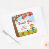 Herfst Boy Scarecrow Birthday Dank u Vierkante Sticker (Envelop)
