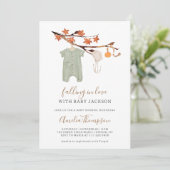 Herfst Branch n Schattigee Kleding Baby shower Kaart (Staand voorkant)