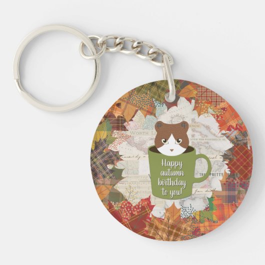 Herfst Break Cat Circle Sleutelhanger (Voorkant)