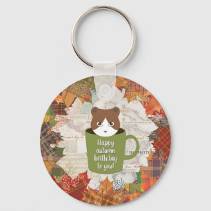 Herfst Break Cat Metal Circle Sleutelhanger