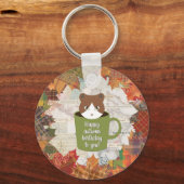 Herfst Break Cat Metal Circle Sleutelhanger (Voorkant)