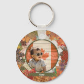 Herfst Break Cat Metal Circle Sleutelhanger (Achterkant)