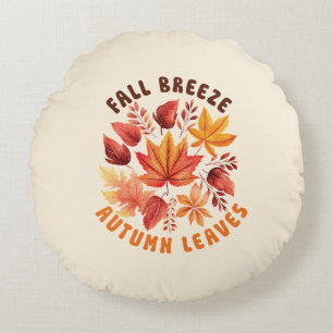 Herfst Breeze, Autumn Leaves – grillige Herfst geb Rond Kussen