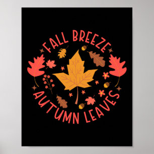 Herfst Breeze Autumn Leaves Schattigee esdoorn bla Poster