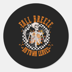 Herfst Breeze Autumn Leaves Skeleton Flower Thanks Ronde Sticker