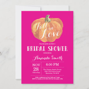 Herfst Bridal Shower Invitation Kaart Hot Pink