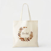 Herfst Bride Groom Monogram Wreath Wedding Tote Bag (Voorkant)