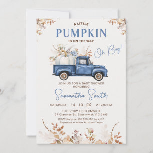 Herfst Brown Wildflowers Pompoen Truck Baby shower Kaart
