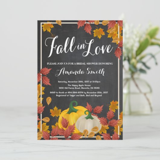 Herfst Bruids Douche uitnodiging Chalkboard (Staand voorkant)