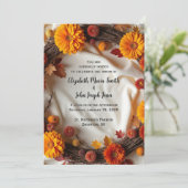 Herfst Bruidsboeket Uitnodiging (Staand voorkant)
