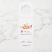 Herfst Bruidsfeest Dank Je Wel Pompoen Script Flessenhanger (Voorkant)