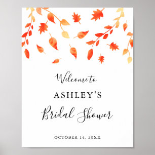 Herfst Bruiloft Borrel met Blad Waterverf Poster