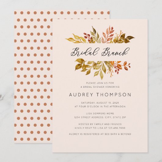 Herfst Bruiloft Brunch Kaart (Voorkant / Achterkant)