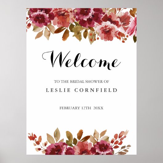 Herfst Bruiloft Brunch & Mousserende Wijn Bruidsfe Poster (Voorkant)